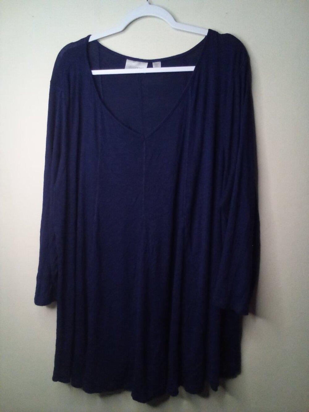 Avenue Blouse Women 22 24 3/4 Sleeve Soft Stretch Blue